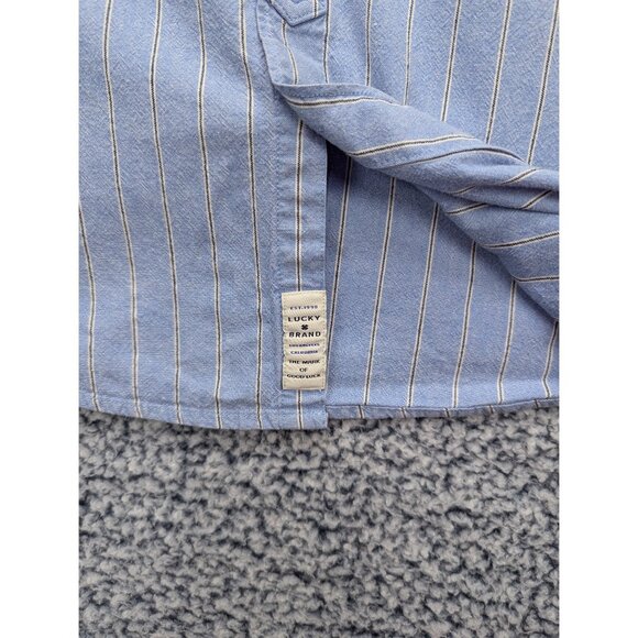 Lucky Brand Button Up Shirt Mens LG Short Sleeve Travel Golf Beachy Western Blue - Picture 5 of 11
